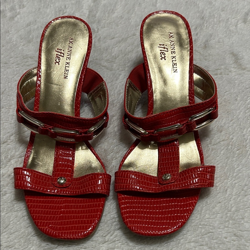 Anne Klein Red Textured Sandals